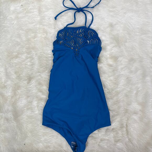 Mikoh Avalon Macrame High Neck Halter One Piece Swimsuit Size XS NWT - Picture 11 of 14